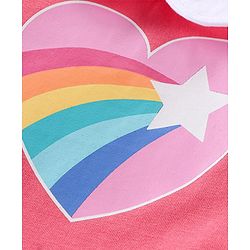 Babyhug 100% Cotton Knit Full Sleeves Overlap Peterpan Collar T-Shirt With Graphics - Pink & White