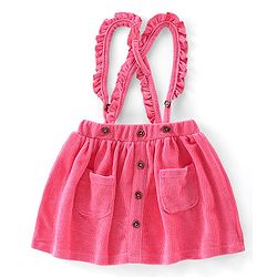 Babyhug 100% Cotton Knit Full Sleeves With Top & Skirt Floral Print - Navy Blue & Pink