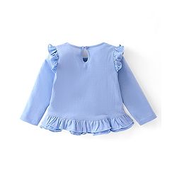 Babyhug Cotton Knit Full Sleeves Tee With Heart Graphics & Frill Detailing- Purple Melange