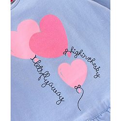 Babyhug Cotton Knit Full Sleeves Tee With Heart Graphics & Frill Detailing- Purple Melange
