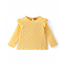 Babyhug 100% Cotton Knit Full Sleeves Tees With Frill Detailing & Floral Graphics Pack of 3- Red White & Yellow