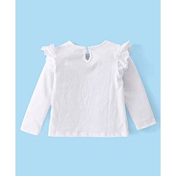 Babyhug 100% Cotton Knit Full Sleeves Tees With Frill Detailing & Floral Graphics Pack of 3- Red White & Yellow