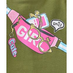 Babyhug 100% Cotton Knit Full Sleeves T-Shirt With Graphics & Frill Detailing - Green
