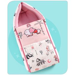 Babyhug Velour Sleeping Bag Baby Animal Print with Embroidery - Pink