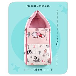 Babyhug Velour Sleeping Bag Baby Animal Print with Embroidery - Pink