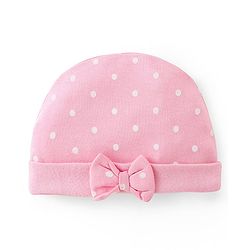Babyhug 100% Cotton Kitted Cap Mittens & Booties with Polka Dot Print- Pink