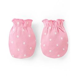 Babyhug 100% Cotton Kitted Cap Mittens & Booties with Polka Dot Print- Pink