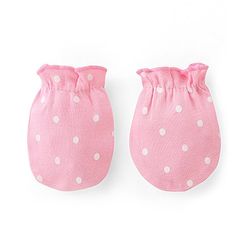 Babyhug 100% Cotton Kitted Cap Mittens & Booties with Polka Dot Print- Pink