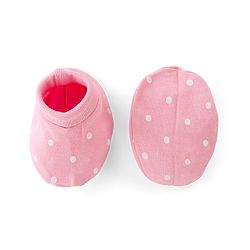 Babyhug 100% Cotton Kitted Cap Mittens & Booties with Polka Dot Print- Pink