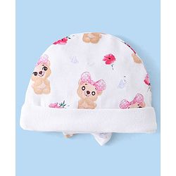 Babyhug 100% Cotton Cap Mittens & Booties Set Puppy Print - White