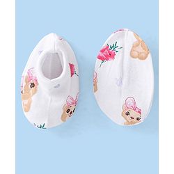 Babyhug 100% Cotton Cap Mittens & Booties Set Puppy Print - White
