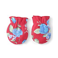 Babyhug 100% Cotton Mittens & Booties Floral Print - Red