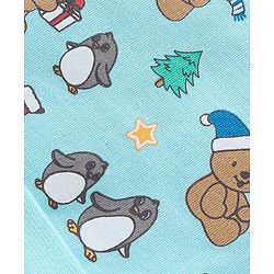 Babyhug 100% Cotton Knit Cap Mittens & Booties Set Teddy Print - Blue