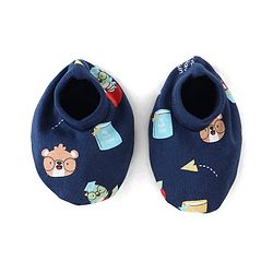 Babyhug 100% Cotton Mittens & Booties Teddy Print - Navy Blue