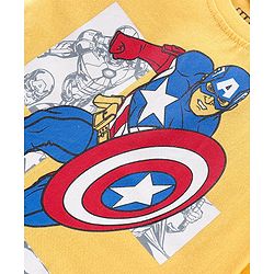 Babyhug 100% Cotton Full Sleeves T-Shirt Captain America Print - Yellow