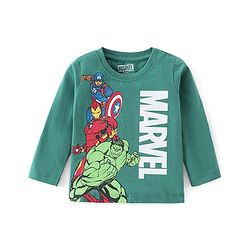Babyhug Cotton Knit Full Sleeves Marvel Print T-Shirt - Green