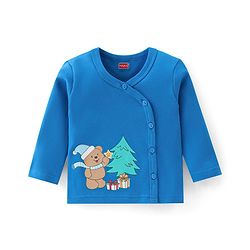Babyhug 100% Cotton Knit  Full Sleeves Front Open Vests  with Stripe & Teddy Bear Print Pack of 3  - Multicolour