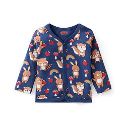 Babyhug 100% Cotton Knit Full Sleeves Front Open Vests Stripes & Fox Print Pack of 3 - Multicolour