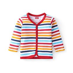 Babyhug 100% Cotton Knit Full Sleeves Front Open Vests Stripes & Fox Print Pack of 3 - Multicolour
