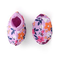 Babyhug 100% Cotton Mittens & Booties With Floral Print - Purple