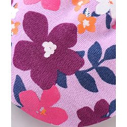 Babyhug 100% Cotton Mittens & Booties With Floral Print - Purple