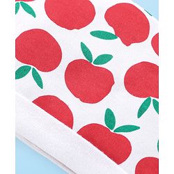 Babyhug 100% Cotton Cap Mittens & Booties With Apple Print - White