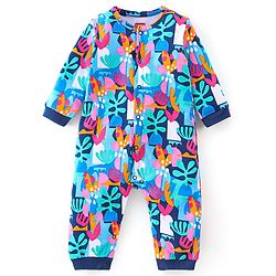 Babyhug 100% Cotton Knit Full Sleeves Romper Floral Print - Multicolour