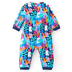 Babyhug 100% Cotton Knit Full Sleeves Romper Floral Print - Multicolour