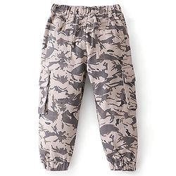 Babyhug Cotton Spandex Full Length Trouser With Camouflage - Beige
