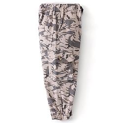 Babyhug Cotton Spandex Full Length Trouser With Camouflage - Beige