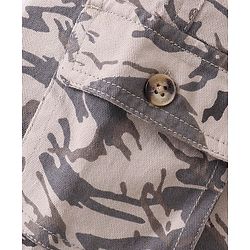 Babyhug Cotton Spandex Full Length Trouser With Camouflage - Beige