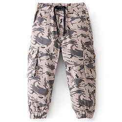 Babyhug Cotton Spandex Full Length Trouser With Camouflage - Beige