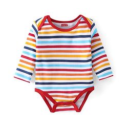 Babyhug 100% Cotton Full Sleeves Onesies With Squirrel Print - Red & Navy Blue