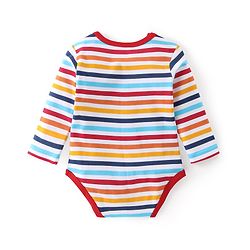 Babyhug 100% Cotton Full Sleeves Onesies With Squirrel Print - Red & Navy Blue