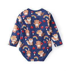 Babyhug 100% Cotton Full Sleeves Onesies With Squirrel Print - Red & Navy Blue