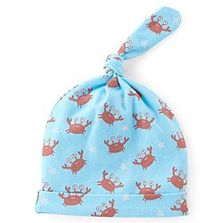Babyhug 100% Cotton Full Sleeves Romper with Cap Mittens & Booties Crab Printed - Blue