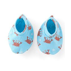 Babyhug 100% Cotton Full Sleeves Romper with Cap Mittens & Booties Crab Printed - Blue