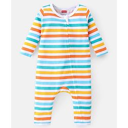 Babyhug 100% Cotton Romper With Striped & Car Print Pack Of 2 - Navy Blue & White