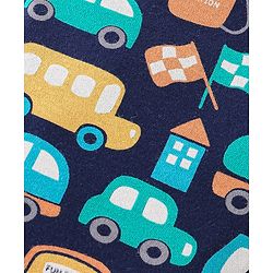 Babyhug 100% Cotton Romper With Striped & Car Print Pack Of 2 - Navy Blue & White