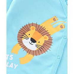 Babyhug 100% Cotton Full Sleeves Vest With Animals Print Pack of 3 - White Blue & Yellow