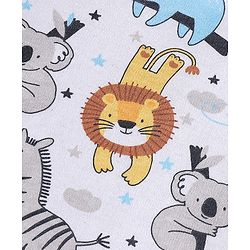 Babyhug 100% Cotton Knit Full Sleeves Onesie with Cap Lion Print - White