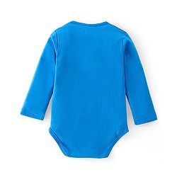 Babyhug 100% Cotton Knit Full Sleeves Onesie Lion Print - Blue