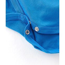 Babyhug 100% Cotton Knit Full Sleeves Onesie Lion Print - Blue