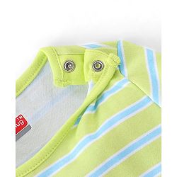 Babyhug 100% Cotton Knit Full Sleeves Striped Onesie Lion Print - Green