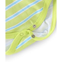 Babyhug 100% Cotton Knit Full Sleeves Striped Onesie Lion Print - Green