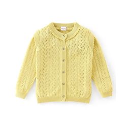 Babyhug Full Sleeves Designed Front Open Sweater - Yellow