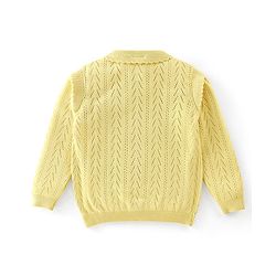 Babyhug Full Sleeves Designed Front Open Sweater - Yellow