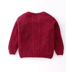 Babyhug Full Sleeves Front Open Sweater - Wine