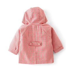 Babyhug Woven Full Sleeves Hooded Jacket Checkered - Red & White