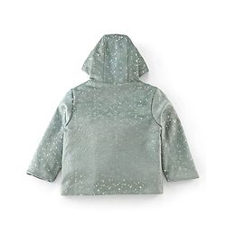 Babyhug Woven Full Sleeves Hooded  Jacket Heart Design  - Aqua